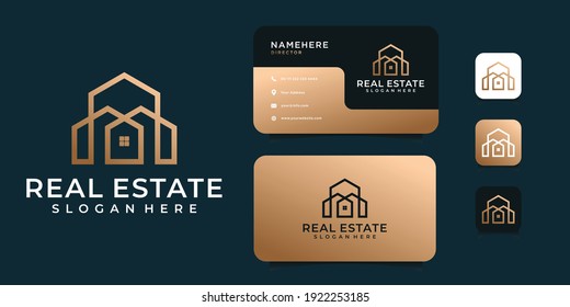 Luxury Architecture Logo Vector With Business Card Template. Logo Can Be Used For Brand, Identity, Icon, Building, And Business Company