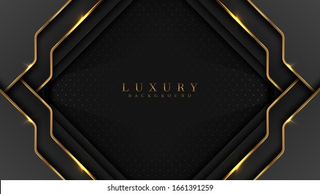 Luxury arrow Gold Background VIP with black metal texture in 3d abstract style. Illustration from vector about modern template design for strong feeling and technology and futurism.