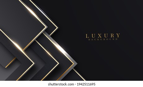 Luxury arrow Gold line Background VIP with black metal texture in 3d abstract style. Illustration from vector about modern template design for strong feeling and technology and futurism.