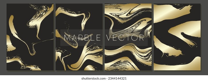 Vector de fondo de arte de lujo. Diseño de arte digital de mármol con ilustración de vectores negros y dorados.