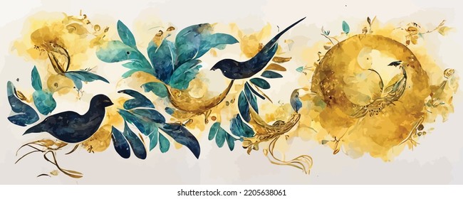 luxury art background in watercolor style with golden color