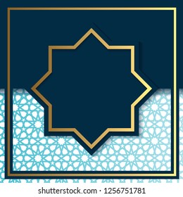 Luxury art deco blue and gold background template