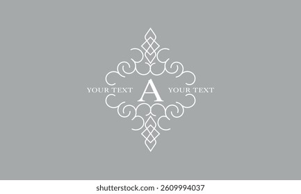Luxury art deco classic linear logo with initial A. Vector monogram, frame, border, label for your logo, badge or emblem