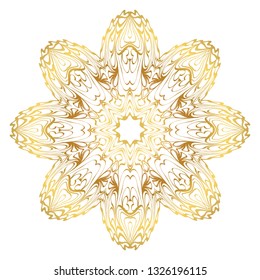 Luxury Art Deco Floral Pattern. Mandala Design. Vector Illustration. Oriental Pattern. Indian, Moroccan, Mystic, Ottoman Motifs. Anti-Stress Therapy Pattern. Gold color.