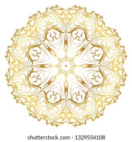 Luxury Art Deco Floral Pattern. Mandala Design. Vector Illustration. Oriental Pattern. Indian, Moroccan, Mystic, Ottoman Motifs. Anti-Stress Therapy Pattern. Gold color.