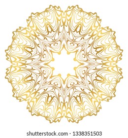 Luxury Art Deco Floral Pattern. Mandala Design. Vector Illustration. Oriental Pattern. Indian, Moroccan, Mystic, Ottoman Motifs. Anti-Stress Therapy Pattern. Gold color.
