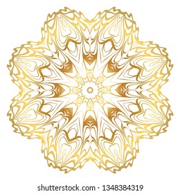 Luxury Art Deco Floral Pattern. Mandala Design. Vector Illustration. Oriental Pattern. Indian, Moroccan, Mystic, Ottoman Motifs. Anti-Stress Therapy Pattern. Gold color.