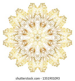 Luxury Art Deco Floral Pattern. Mandala Design. Vector Illustration. Oriental Pattern. Indian, Moroccan, Mystic, Ottoman Motifs. Anti-Stress Therapy Pattern. Gold color.