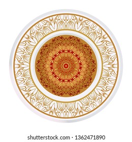 Luxury Art Deco Floral Pattern. Mandala Design. Vector Illustration. Oriental Pattern. Indian, Moroccan, Mystic, Ottoman Motifs. Anti-Stress Therapy Pattern