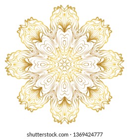 Luxury Art Deco Floral Pattern. Mandala Design. Vector Illustration. Oriental Pattern. Indian, Moroccan, Mystic, Ottoman Motifs. Anti-Stress Therapy Pattern. Gold color.