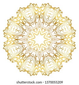 Luxury Art Deco Floral Pattern. Mandala Design. Vector Illustration. Oriental Pattern. Indian, Moroccan, Mystic, Ottoman Motifs. Anti-Stress Therapy Pattern. Gold color.