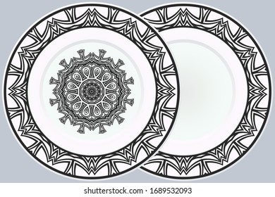 Luxury Art Deco Floral Pattern for Plate. Mandala Design. Vector Illustration. Oriental Pattern. 