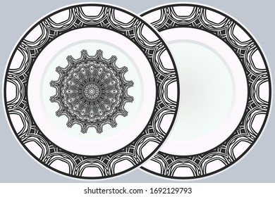 Luxury Art Deco Floral Pattern for Plate. Mandala Design. Vector Illustration. Oriental Pattern. 