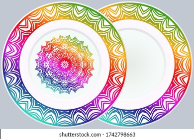 Patrón floral Art Decó de lujo para el Plate. Diseño de Mandala. Ilustración vectorial. Patrón oriental. 