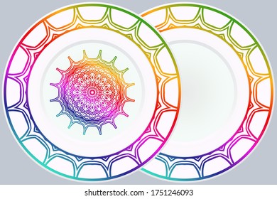 Luxury Art Deco Floral Pattern for Plate. Mandala Design. Vector Illustration. Oriental Pattern. 
