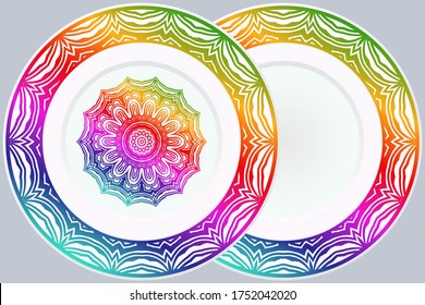 Luxury Art Deco Floral Pattern for Plate. Mandala Design. Vector Illustration. Oriental Pattern. 