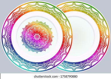 Luxury Art Deco Floral Pattern for Plate. Mandala Design. Vector Illustration. Oriental Pattern. 