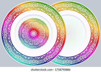 Luxury Art Deco Floral Pattern for Plate. Mandala Design. Vector Illustration. Oriental Pattern. 