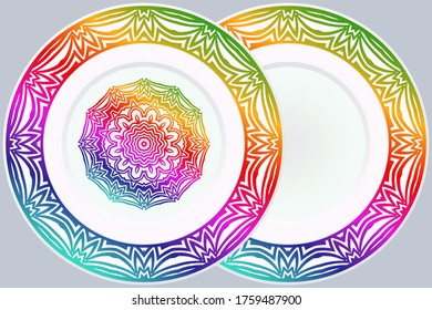 Luxury Art Deco Floral Pattern for Plate. Mandala Design. Vector Illustration. Oriental Pattern. 