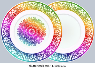Luxury Art Deco Floral Pattern for Plate. Mandala Design. Vector Illustration. Oriental Pattern. 