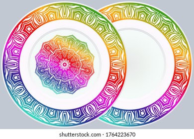Luxury Art Deco Floral Pattern for Plate. Mandala Design. Vector Illustration. Oriental Pattern. 