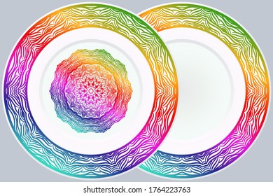 Luxury Art Deco Floral Pattern for Plate. Mandala Design. Vector Illustration. Oriental Pattern. 