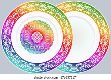 Luxury Art Deco Floral Pattern for Plate. Mandala Design. Vector Illustration. Oriental Pattern. 