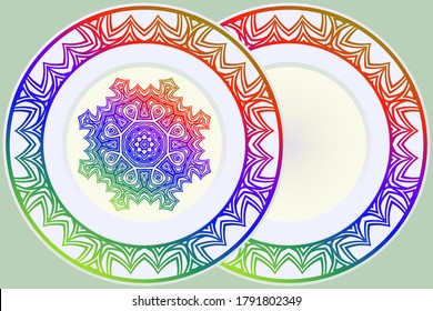 Luxury Art Deco Floral Pattern for Plate. Mandala Design. Vector Illustration. Oriental Pattern. 