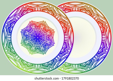 Luxury Art Deco Floral Pattern for Plate. Mandala Design. Vector Illustration. Oriental Pattern. 