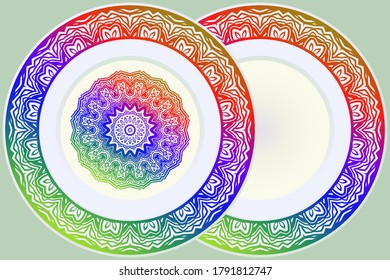 Luxury Art Deco Floral Pattern for Plate. Mandala Design. Vector Illustration. Oriental Pattern. 