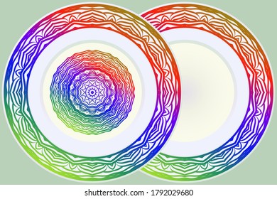 Luxury Art Deco Floral Pattern for Plate. Mandala Design. Vector Illustration. Oriental Pattern. 