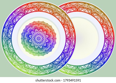 Luxury Art Deco Floral Pattern for Plate. Mandala Design. Vector Illustration. Oriental Pattern. 