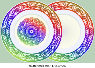 Luxury Art Deco Floral Pattern for Plate. Mandala Design. Vector Illustration. Oriental Pattern. 