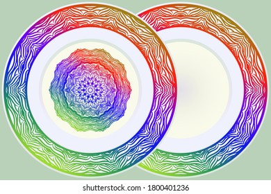 Luxury Art Deco Floral Pattern for Plate. Mandala Design. Vector Illustration. Oriental Pattern. 