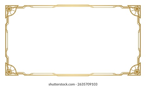 Luxury art deco gold frame background vector. Abstract geometric frame. Use for wedding invitation, cover, VIP card, gala, print, poster, packaging, wallpaper.