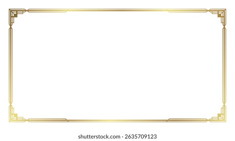 Luxury art deco gold frame background vector. Abstract geometric frame. Use for wedding invitation, cover, VIP card, gala, print, poster, packaging, wallpaper.
