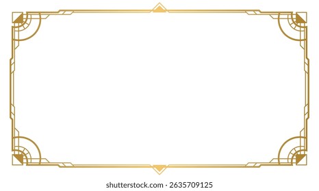 Luxury art deco gold frame background vector. Abstract geometric frame. Use for wedding invitation, cover, VIP card, gala, print, poster, packaging, wallpaper.