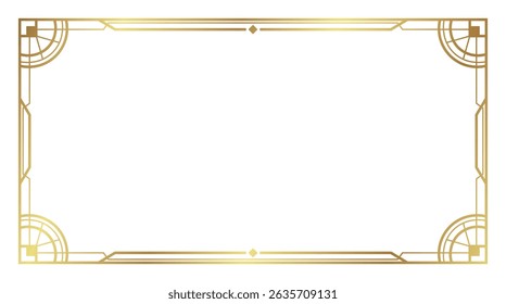 Luxury art deco gold frame background vector. Abstract geometric frame. Use for wedding invitation, cover, VIP card, gala, print, poster, packaging, wallpaper.