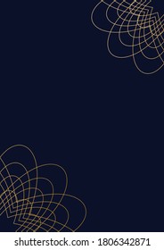 Luxury art deco greeting card and invitation template. Decoration geometric ornament. The gold texture on dark background. 