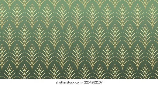 Luxury art deco pattern background vector. Abstract elegant art nouveau with delicate golden geometric line vintage decorative minimalist texture style. Design for wallpaper, banner, card, packaging.
