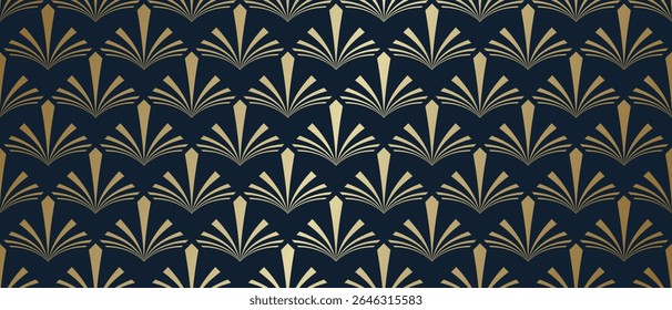 Luxury art deco pattern background vector. Abstract elegant art nouveau with delicate golden geometric line vintage decorative minimalist. Design illustration for wallpaper, banner, card, packaging.