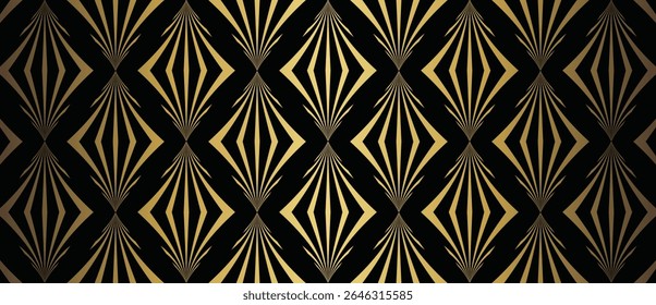 Luxury art deco pattern background vector. Abstract elegant art nouveau with delicate golden geometric line vintage decorative minimalist. Design illustration for wallpaper, banner, card, packaging.