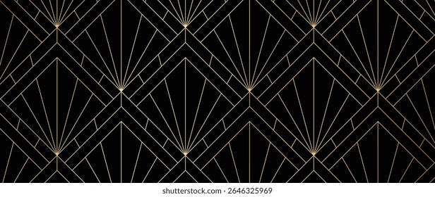 Luxury art deco pattern background vector. Abstract elegant art nouveau with delicate golden geometric line vintage decorative minimalist. Design illustration for wallpaper, banner, card, packaging.