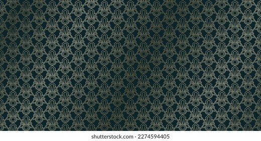 Luxury art deco seamless pattern background vector. Abstract elegant art nouveau with delicate golden geometric line vintage decorative minimalist texture style. Design for wallpaper, banner, card.