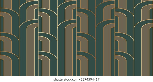 Vector de fondo de diseño de lujo art deco sin fisuras. Resumen de estilo Art Nouveau elegante con delicado estilo de textura minimalista de línea geométrica de línea dorada. Diseño para papel pintado, banner, tarjeta.
