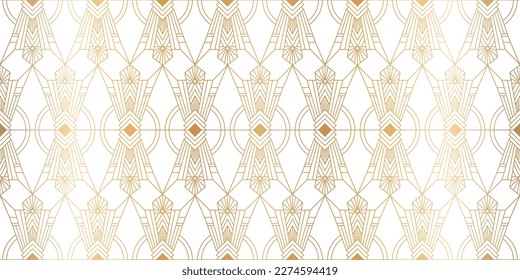 Luxury art deco seamless pattern background vector. Abstract elegant art nouveau with delicate golden geometric line vintage decorative minimalist texture style. Design for wallpaper, banner, card.