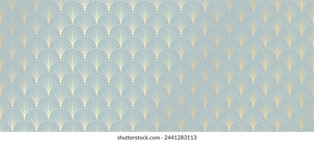 Luxury art deco seamless pattern background vector. Abstract elegant art nouveau with delicate golden geometric line vintage decorative minimalist texture style. Design for wallpaper, banner, card.