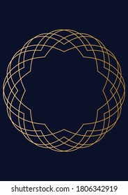 Luxury art decodesign. Greeting card and invitation template. Decoration geometric ornament. The gold texture on dark background. 