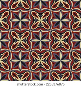 Lujoso arte en tonos burdeos, mostaza y grises. Las formas de arte superpuestas, las rayas, los polígonos, los segmentos se agrupan y organizan en un orden determinado. Vector. 
