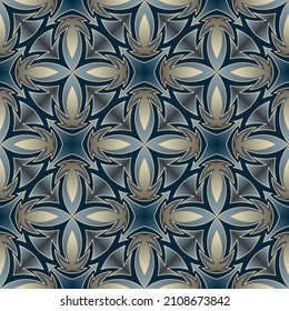 Luxury art seamless pattern in dark colors. Vector illustration for print, fabric, cover, packaging, interior decor, blog decoration and other your projects.
